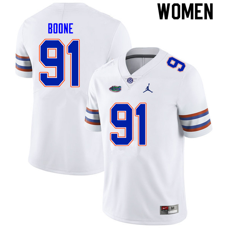 Women #91 Justus Boone Florida Gators College Football Jerseys Sale-White